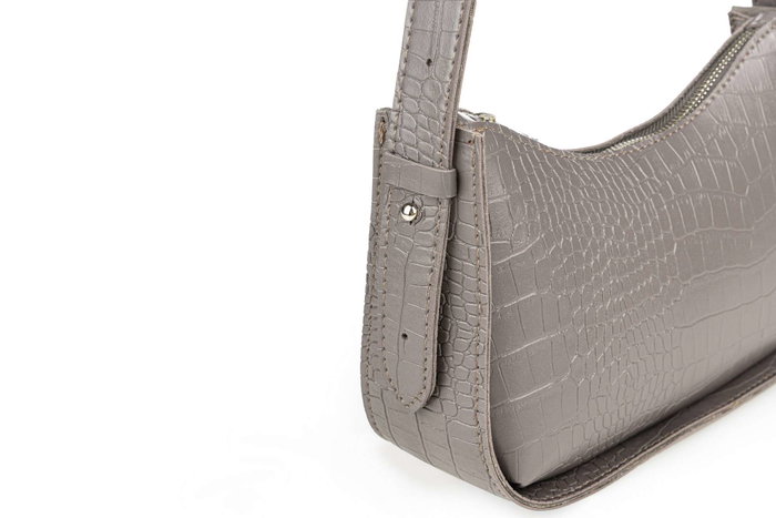 Lucky Bees Bolso de Hombro 1296 Croco Grey Cuero de Polivinilo Gris 23x7x15 cm